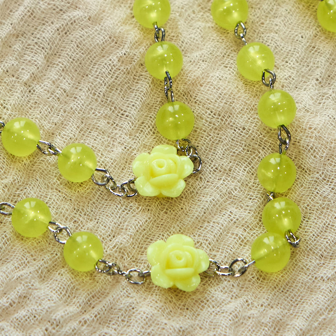 Christianartworkshop 8mm Luminous Glow-in-Dark Beads Flower Rosary: A Divine Light