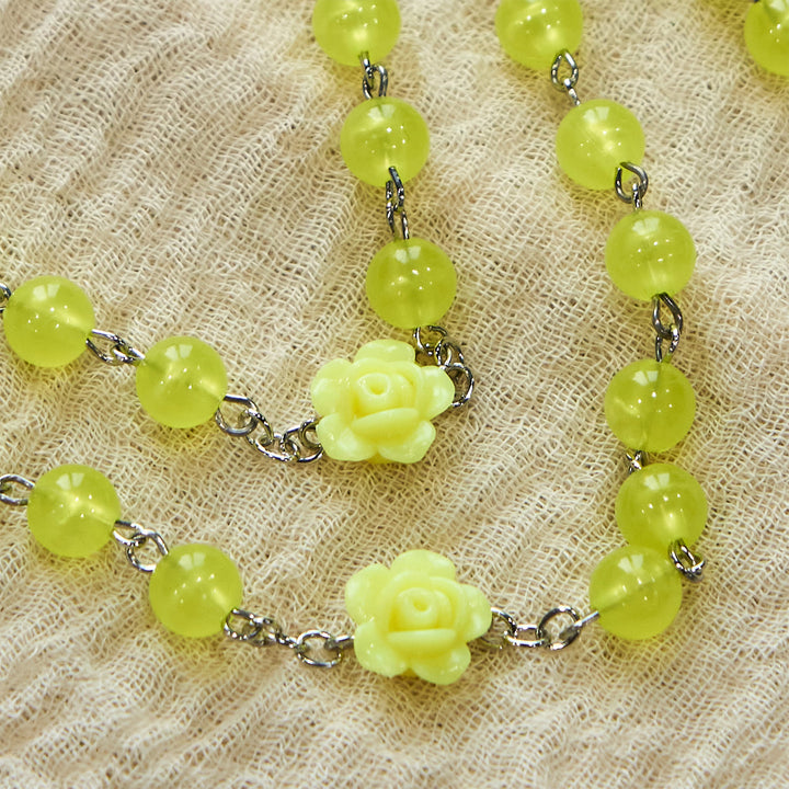 Christianartworkshop 8mm Luminous Glow-in-Dark Beads Flower Rosary: A Divine Light