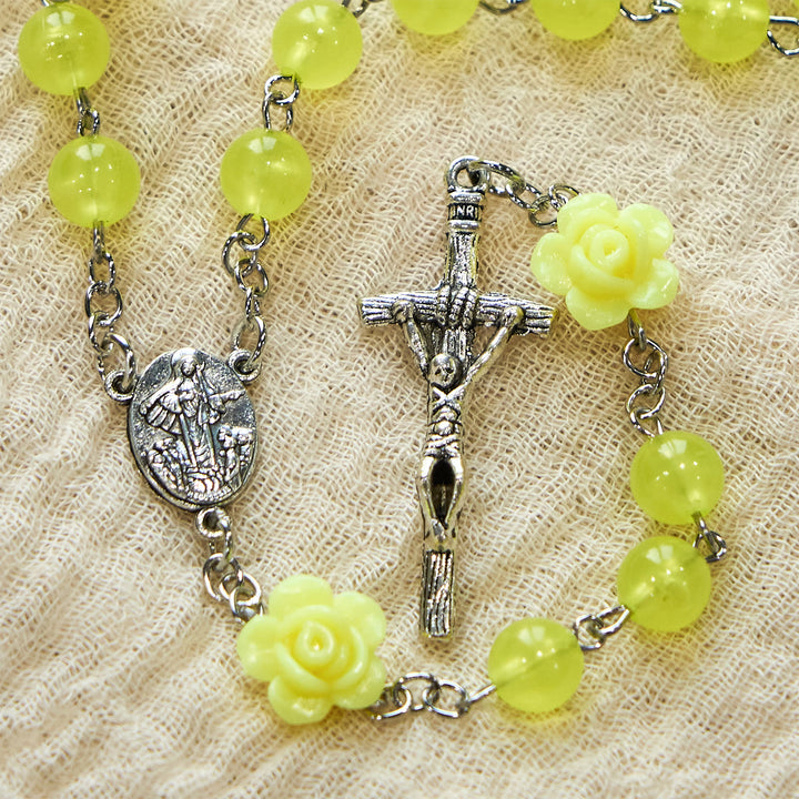 Christianartworkshop 8mm Luminous Glow-in-Dark Beads Flower Rosary: A Divine Light
