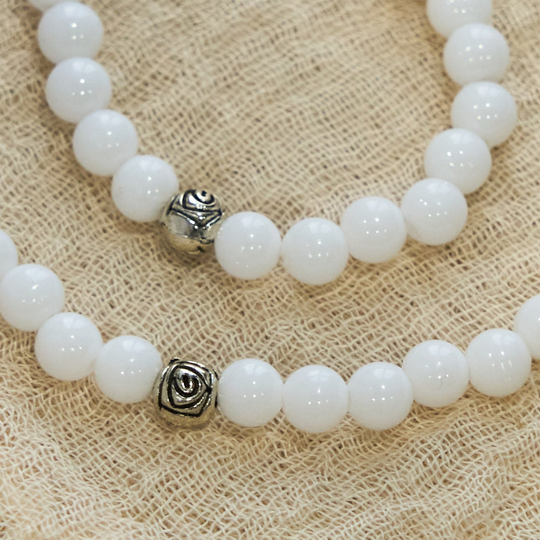Christianartworkshop 6mm White Bead Miraculous Medal & Crucifix Rosary Bracelet: A Symbol of Faith