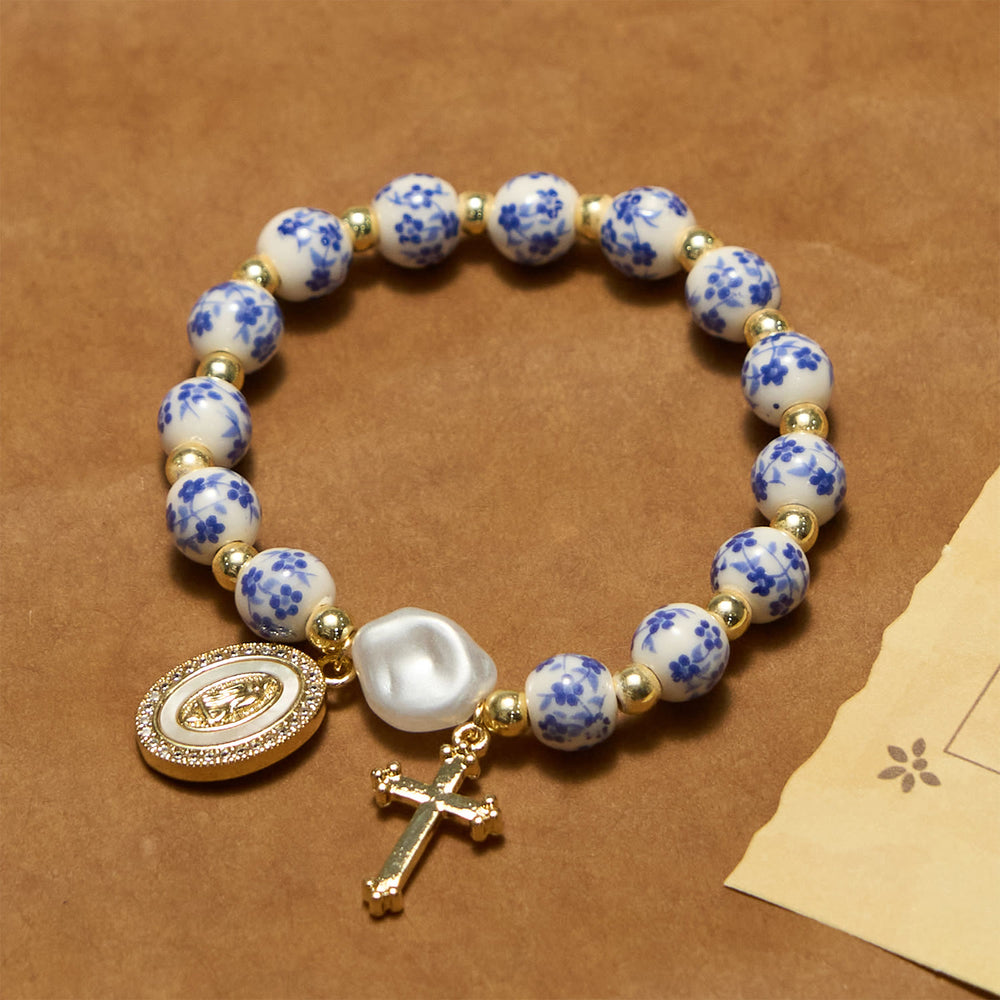 FREE Today: Our Lady Medal & Cross Floral-Inspired Bracelet: Faith Meets Style - image 1