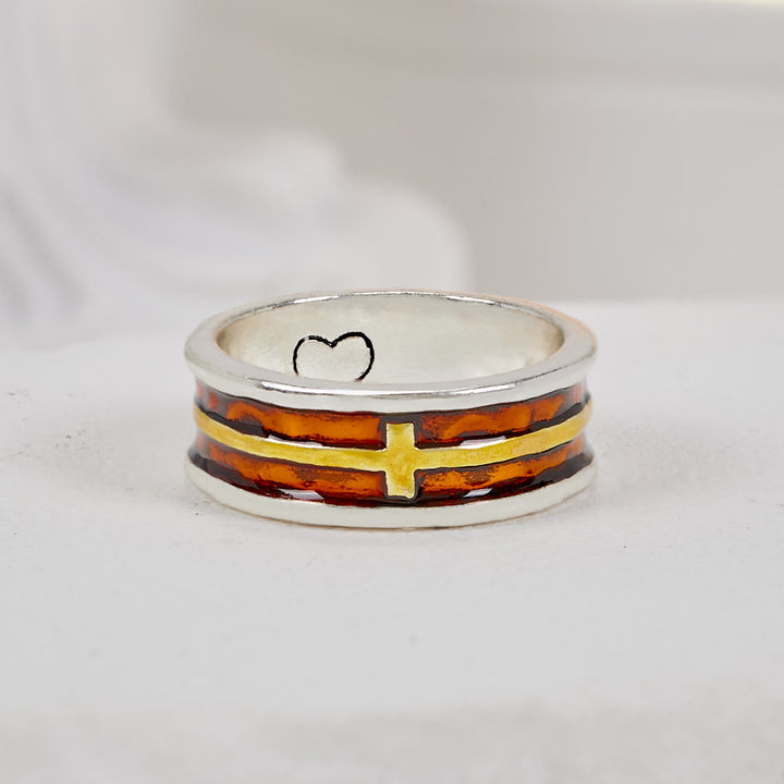 Christianartworkshop Minimalist Cross & Heart - Embellished Ring: A Sign of Faith