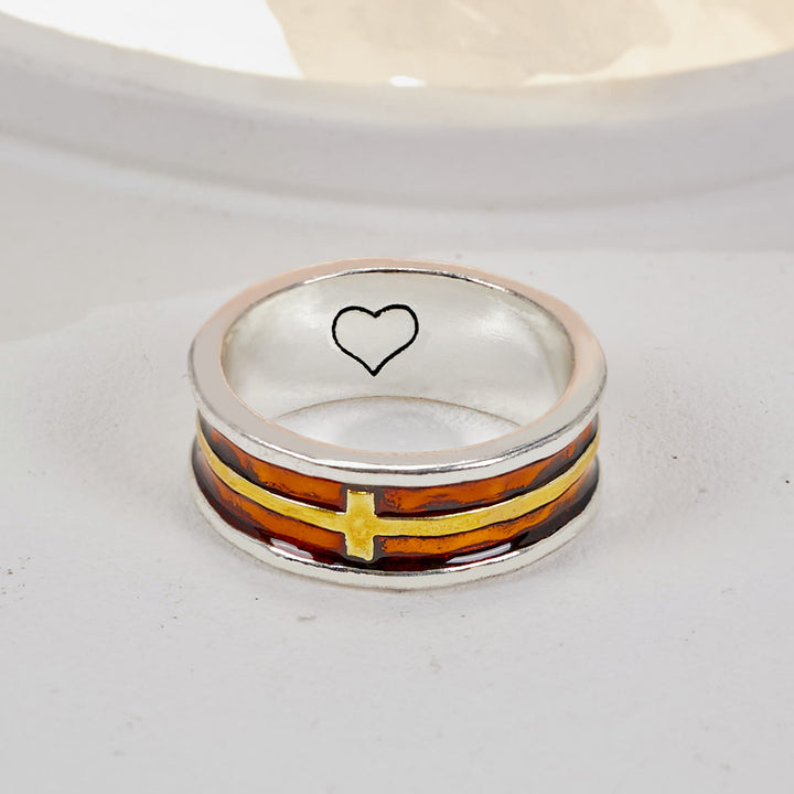 Christianartworkshop Minimalist Cross & Heart - Embellished Ring: A Sign of Faith
