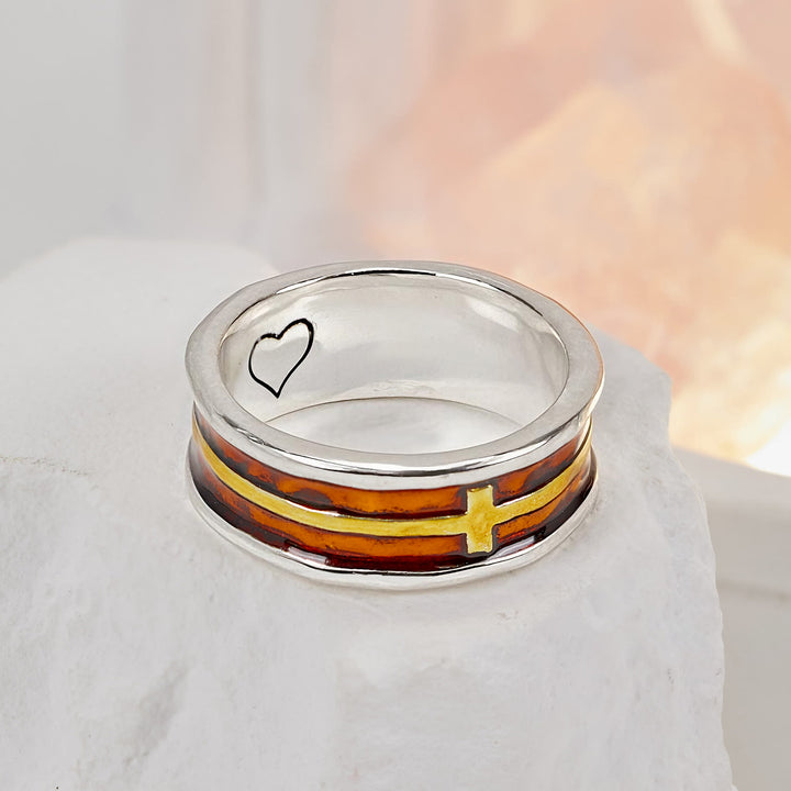 Christianartworkshop Minimalist Cross & Heart - Embellished Ring: A Sign of Faith