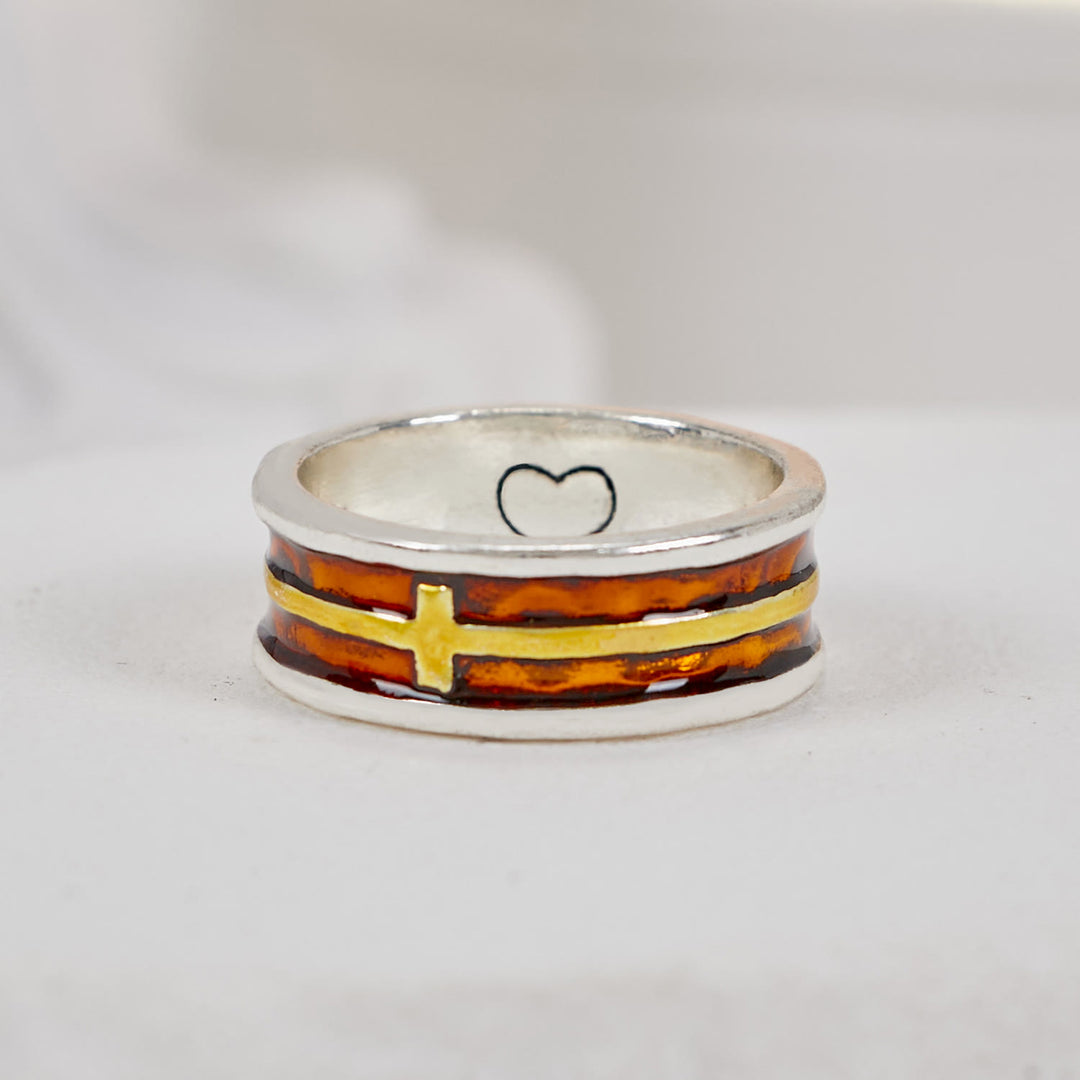 Christianartworkshop Minimalist Cross & Heart - Embellished Ring: A Sign of Faith