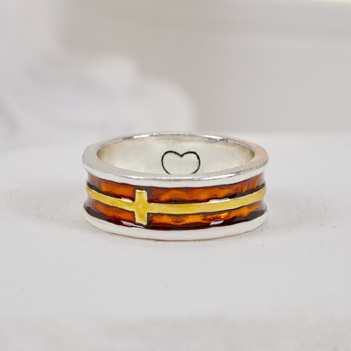 Christianartworkshop Minimalist Cross & Heart - Embellished Ring: A Sign of Faith