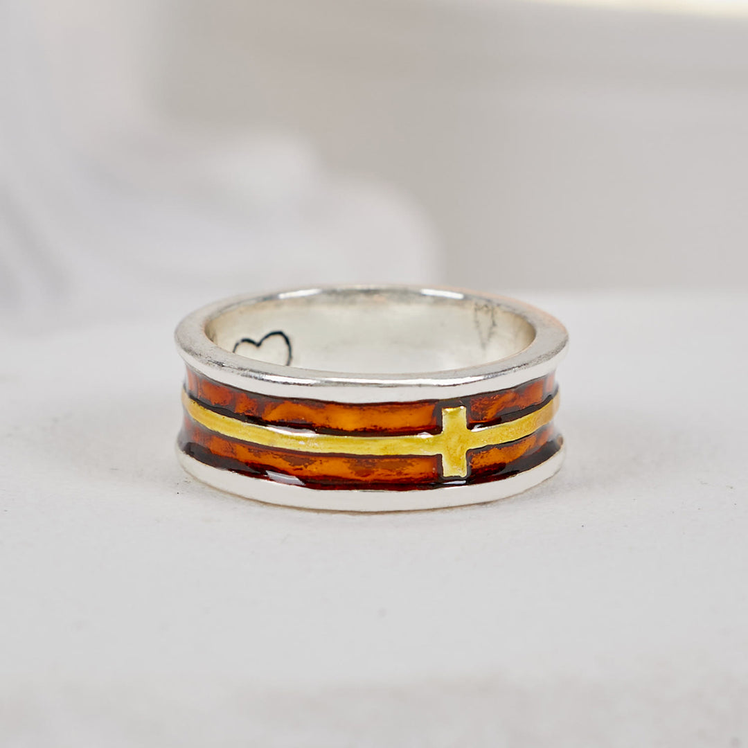 Christianartworkshop Minimalist Cross & Heart - Embellished Ring: A Sign of Faith