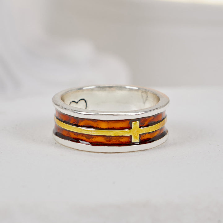 Christianartworkshop Minimalist Cross & Heart - Embellished Ring: A Sign of Faith