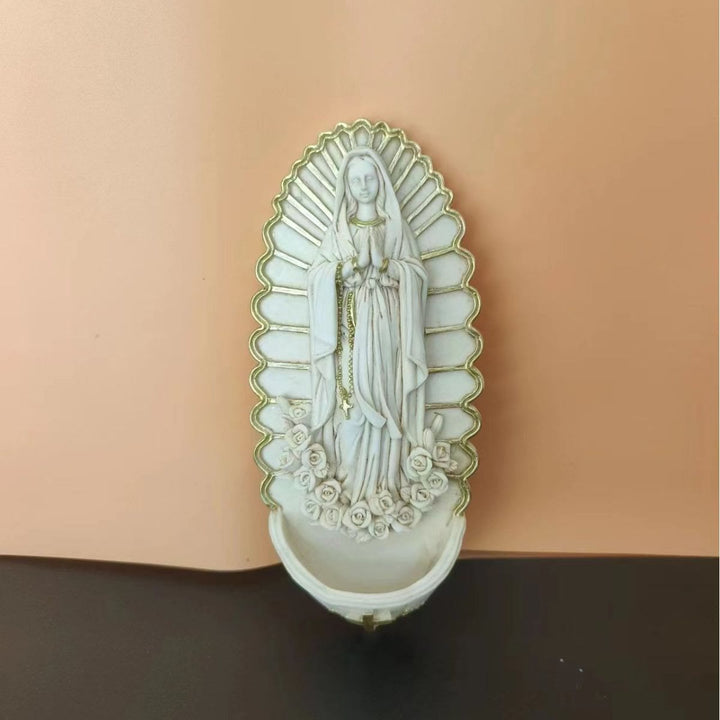 Christianartworkshop Wall Mounted Mary Statue Character Sculpture Holy Water Font  - image 6