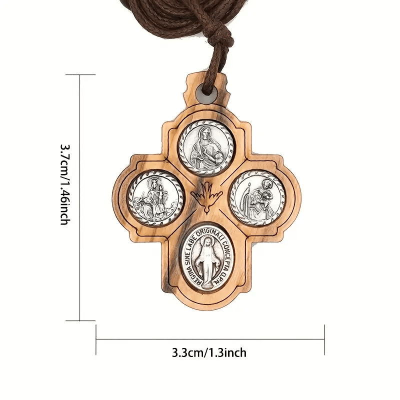 Christianartworkshop 5 in 1 Olive Wood Carmelite Cross Necklace