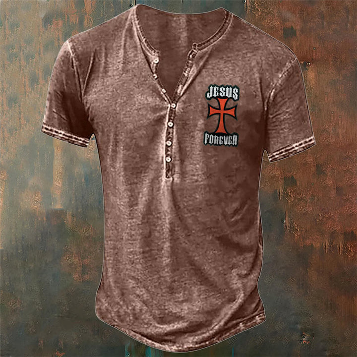 Christianartworkshop Men's Flag Cross Print T-Shirt - Brown - 4XL - image 5