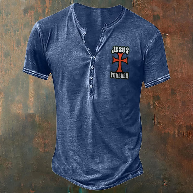 Christianartworkshop Men's Flag Cross Print T-Shirt - Blue - 4XL - image 2