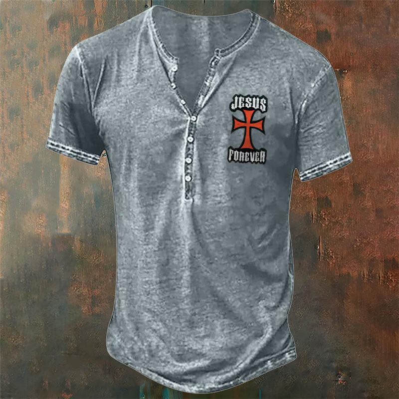 Christianartworkshop Men's Flag Cross Print T-Shirt - Light Gray - 4XL - image 3