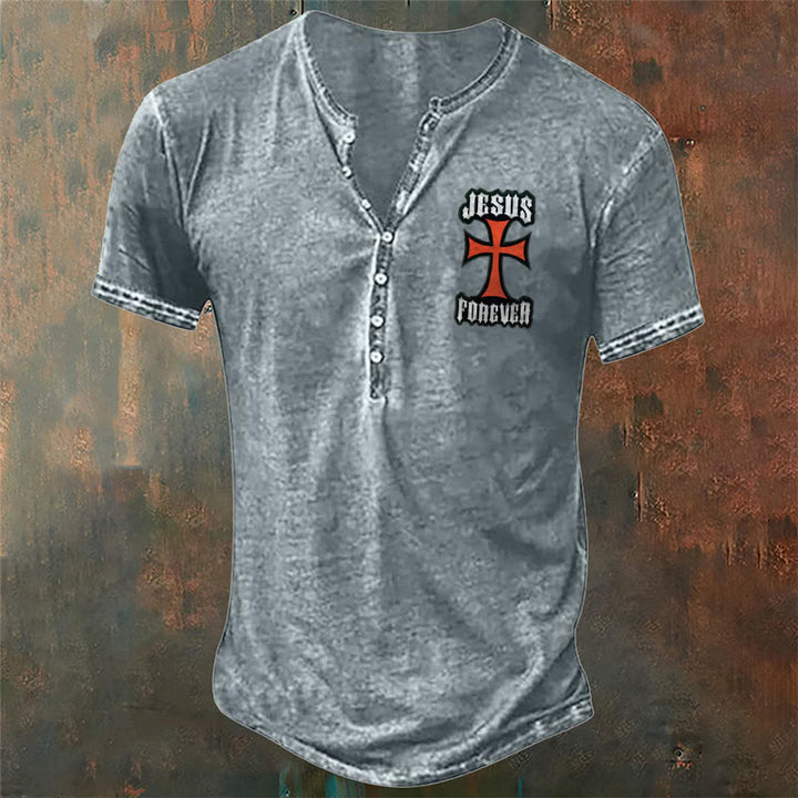 Christianartworkshop Men's Flag Cross Print T-Shirt - Light Gray - 4XL - image 3