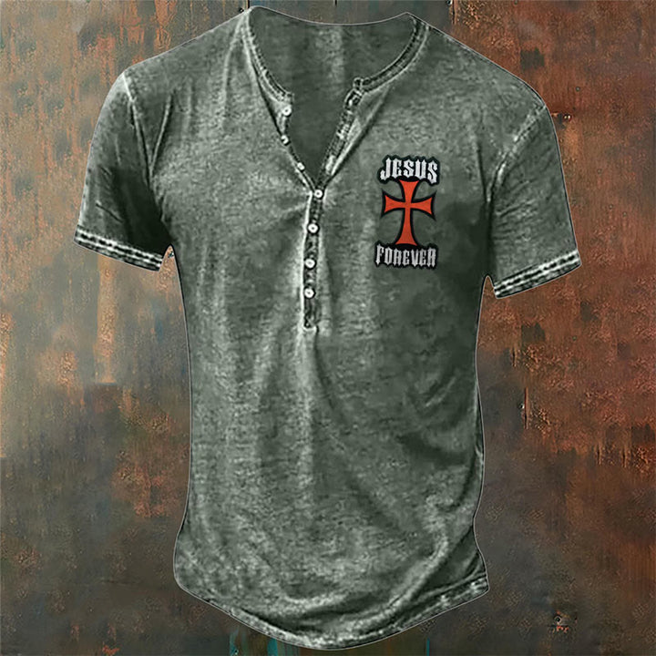 Christianartworkshop Men's Flag Cross Print T-Shirt - Dark Grey - 4XL - image 4