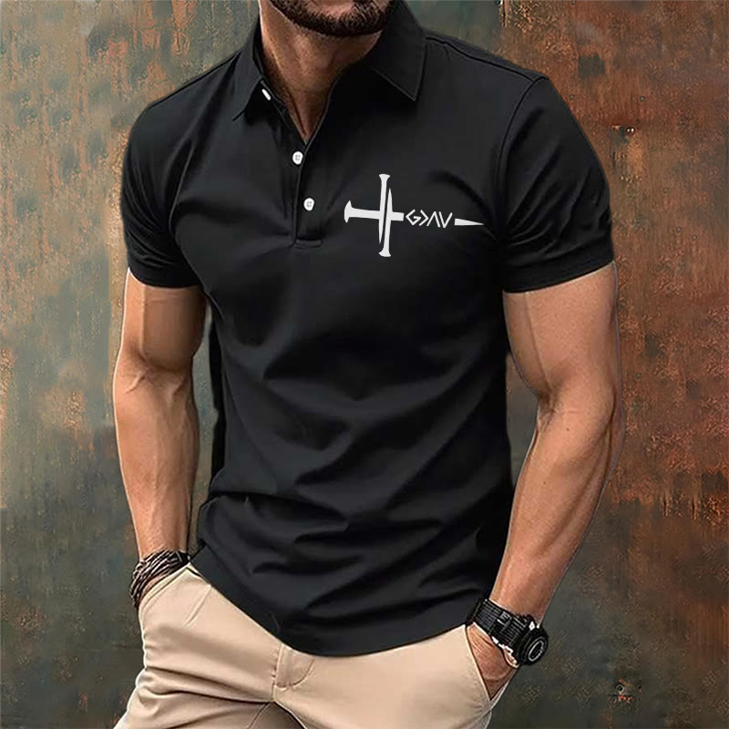 Christianartworkshop Nailed to Save – Cross & Nails Christian Polo T-shirt - image 2