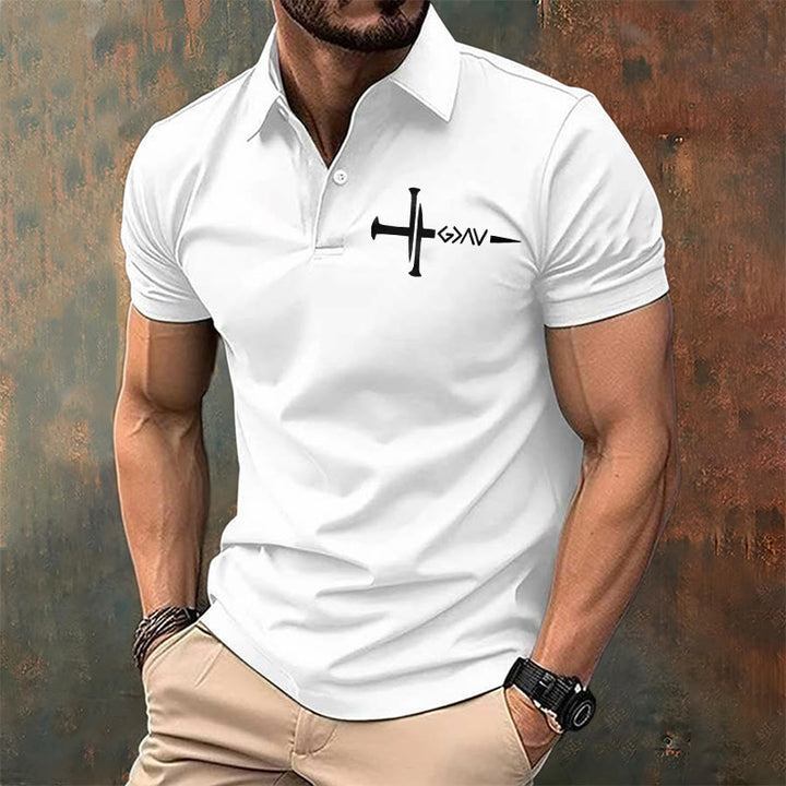 Christianartworkshop Nailed to Save – Cross & Nails Christian Polo T-shirt - image 8