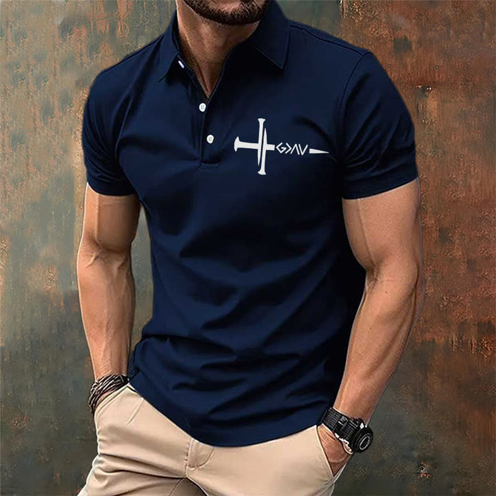Christianartworkshop Nailed to Save – Cross & Nails Christian Polo T-shirt - image 4