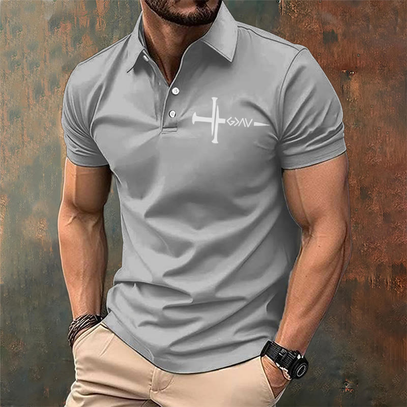 Christianartworkshop Nailed to Save – Cross & Nails Christian Polo T-shirt - image 6