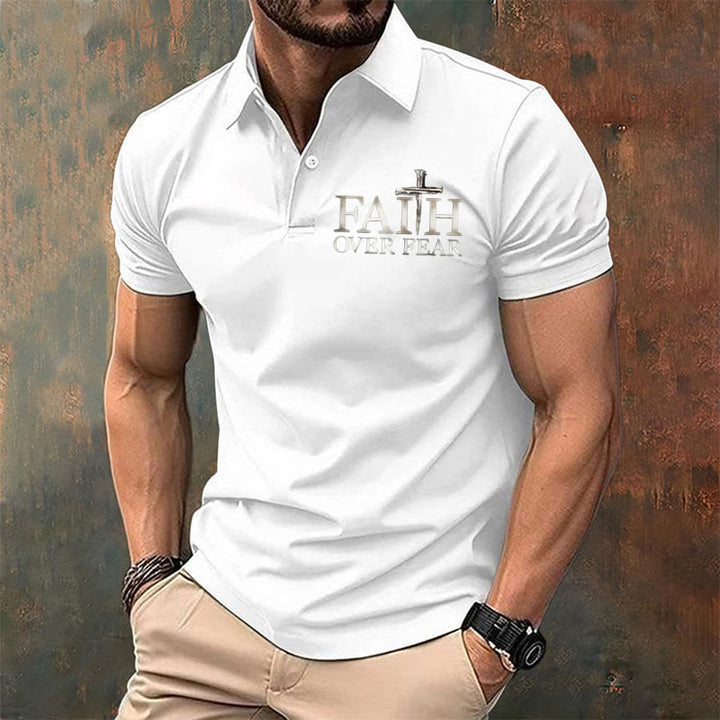 Christianartworkshop Men's Retro Faith"Faith Over Fear"Casual Printed Polo Shirt - image 10