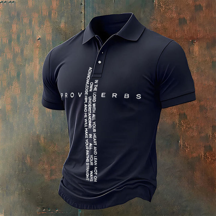 Christianartworkshop Men's Faith Jesus Proverbs Trust In The Lord With All Your Heart Casual Polo Shirt - Navy Blue - 4XL - image 5