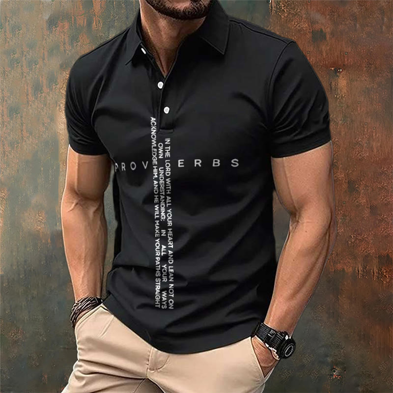 Christianartworkshop Men's Faith Jesus Proverbs Trust In The Lord With All Your Heart Casual Polo Shirt - image 2