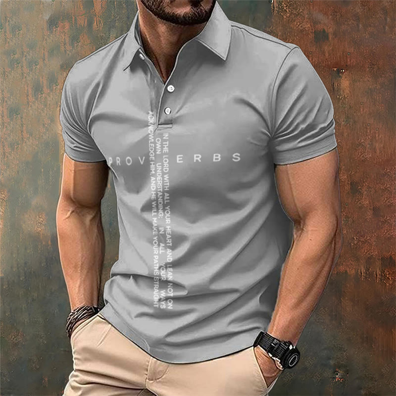 Christianartworkshop Men's Faith Jesus Proverbs Trust In The Lord With All Your Heart Casual Polo Shirt - image 4