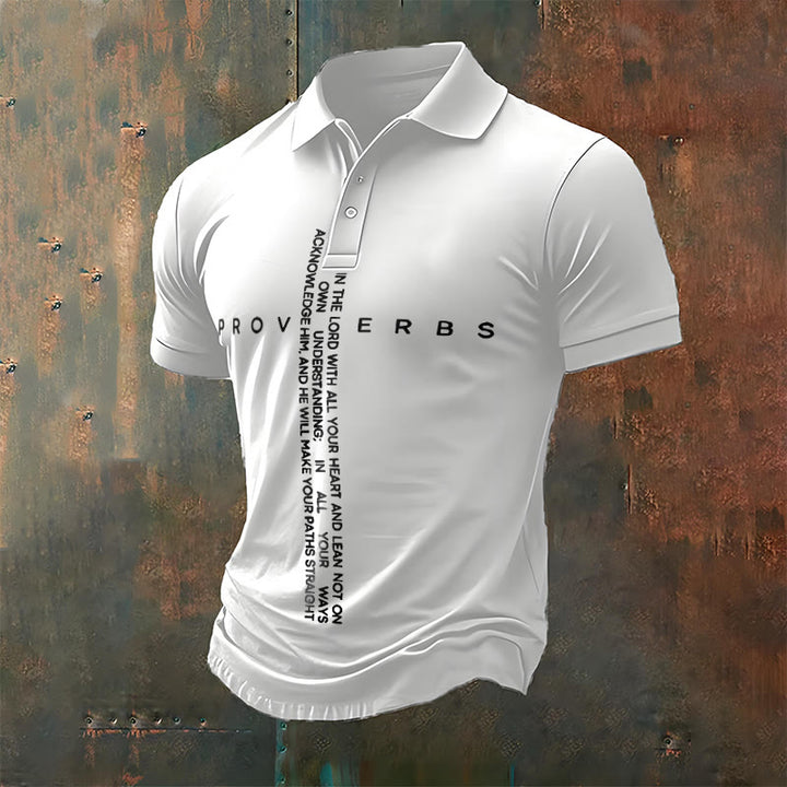 Christianartworkshop Men's Faith Jesus Proverbs Trust In The Lord With All Your Heart Casual Polo Shirt - White - 4XL - image 9
