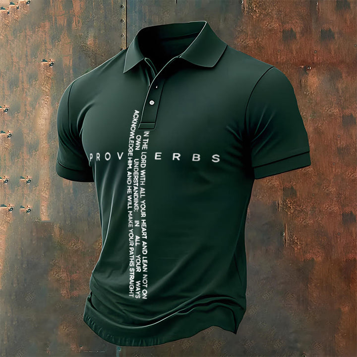 Christianartworkshop Men's Faith Jesus Proverbs Trust In The Lord With All Your Heart Casual Polo Shirt - Green - 4XL - image 7
