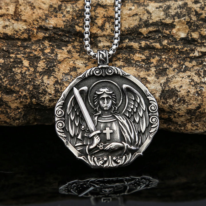 Christianartworkshop Cross Angel Wings Stainless Steel Pendant Necklace Chains