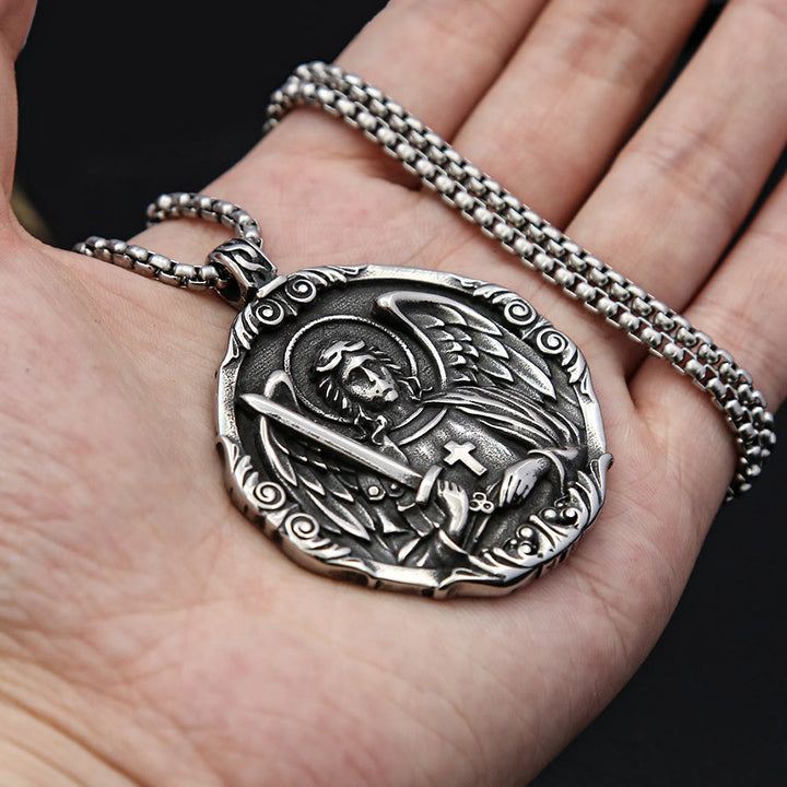 Christianartworkshop Cross Angel Wings Stainless Steel Pendant Necklace Chains