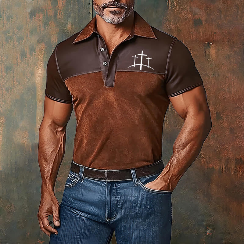 Christianartworkshop Men's Retro Faith Design Lapel Short Sleeve Polo Shirt - image 2