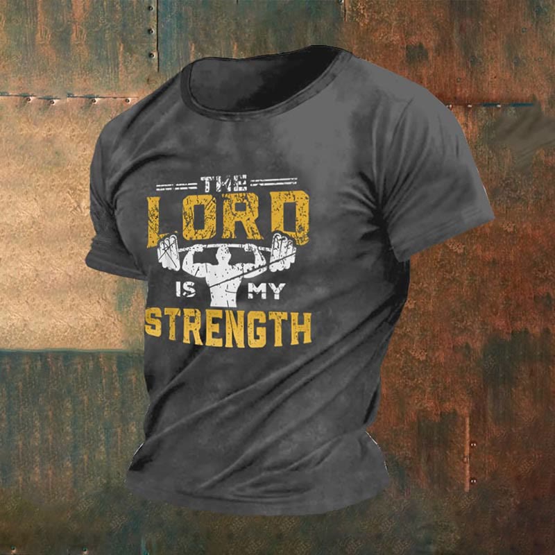 Christianartworkshop Men's Retro Gym And Faith Print Casual Round Neck T-Shirt - Grey - 4XL - image 2