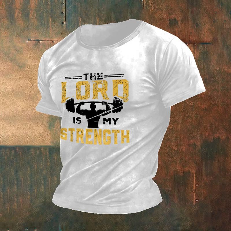 Christianartworkshop Men's Retro Gym And Faith Print Casual Round Neck T-Shirt - White - 4XL - image 3