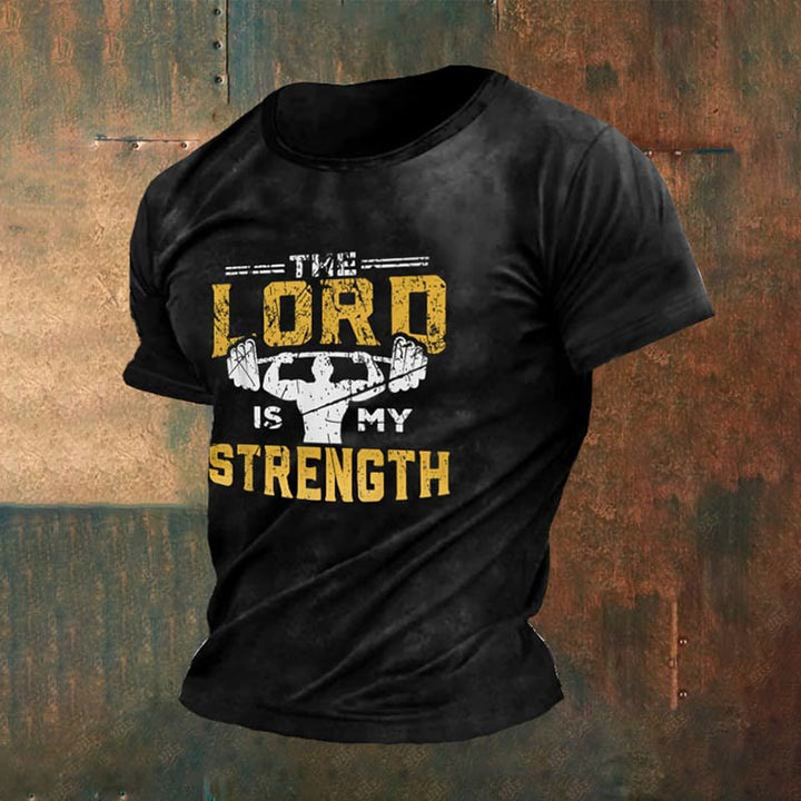Christianartworkshop Men's Retro Gym And Faith Print Casual Round Neck T-Shirt - Black - 4XL - image 1