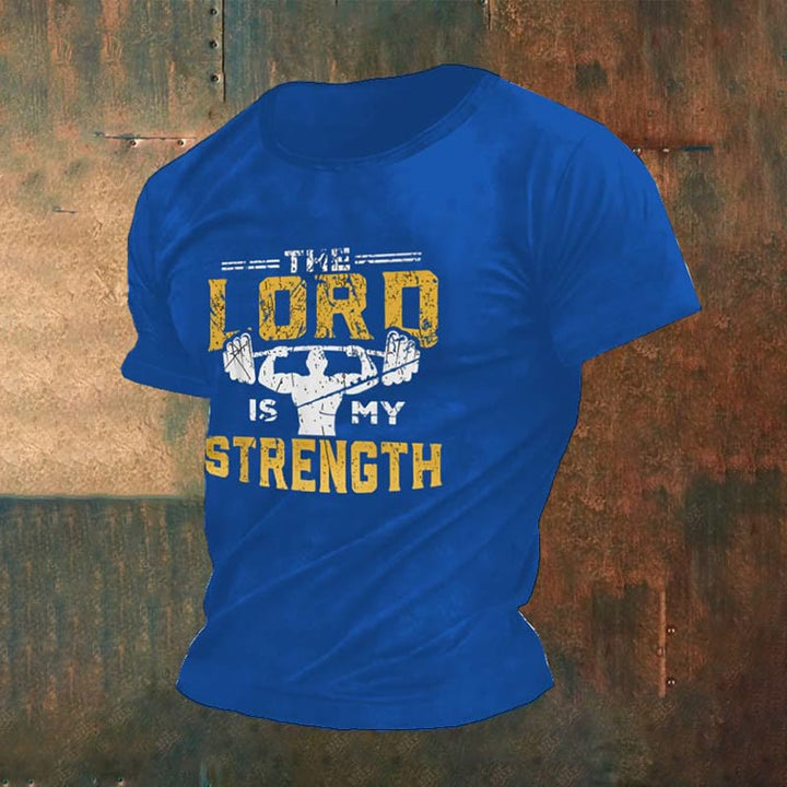 Christianartworkshop Men's Retro Gym And Faith Print Casual Round Neck T-Shirt - Blue - 4XL - image 4