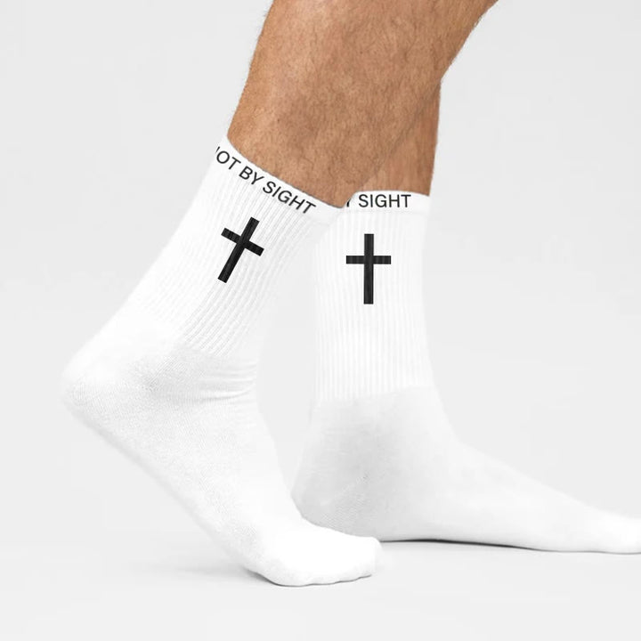 Christianartworkshop Christian Faith Cotton Socks — WALK BY FAITH, NOT BY SIGHT - image 2