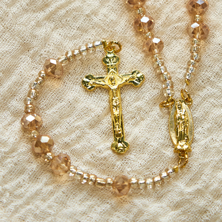 FREE Today: Champagne Crystal Our Lady of Guadalupe Rosary: A Divine Sparkle