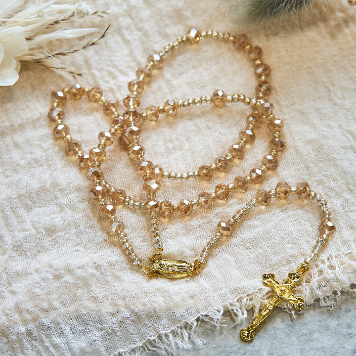 FREE Today: Champagne Crystal Our Lady of Guadalupe Rosary: A Divine Sparkle