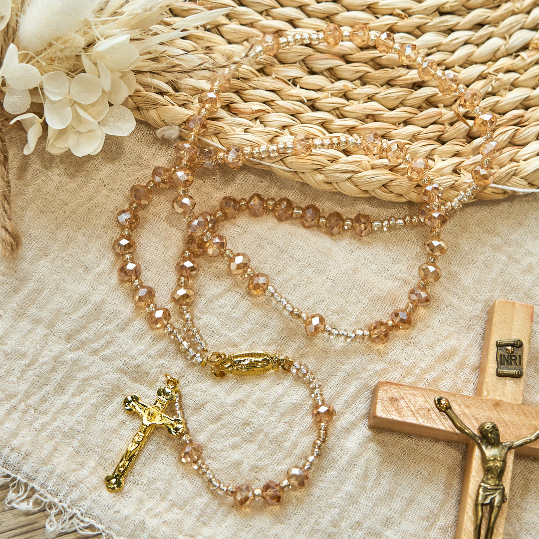 FREE Today: Champagne Crystal Our Lady of Guadalupe Rosary: A Divine Sparkle