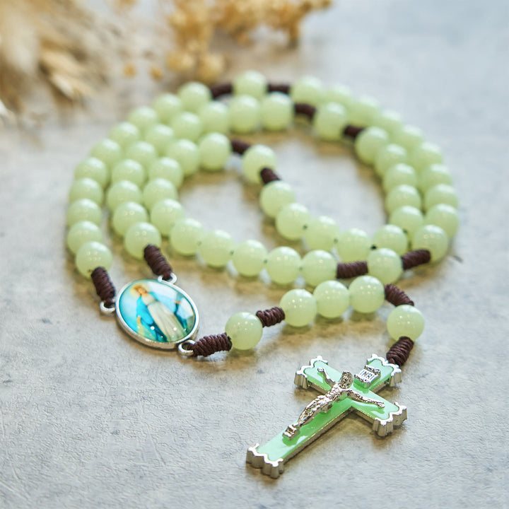 Christianartworkshop Glow in Dark Luminous Beads Prayer Rosary: Light Your Faith Way