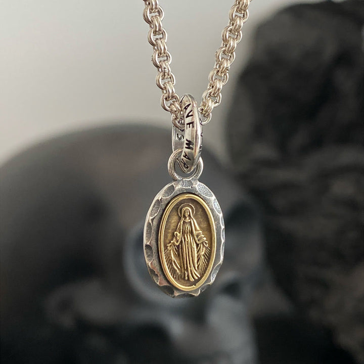 Christianartworkshop 925 Sterling Silver Vintage Necklace with Mary & Cross Charms: Emblem of Faith and Devotion - A - image 1