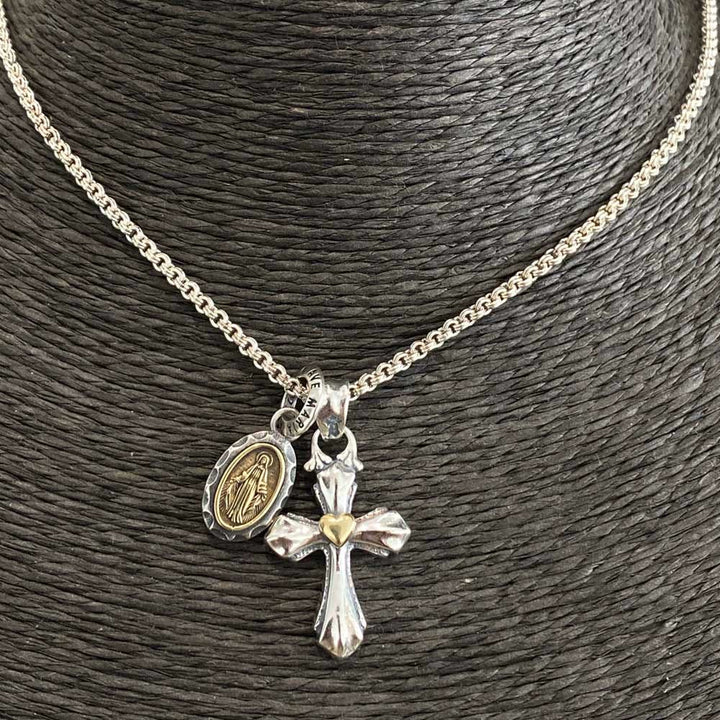 Christianartworkshop 925 Sterling Silver Vintage Necklace with Mary & Cross Charms: Emblem of Faith and Devotion - image 3