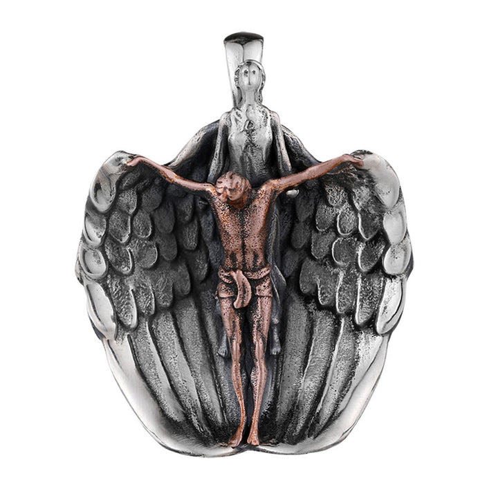 Christianartworkshop 925 Sterling Silver Crucifix with Angel Wings Vintage Necklace: Distinctive Emblem of Divine Grace - image 5