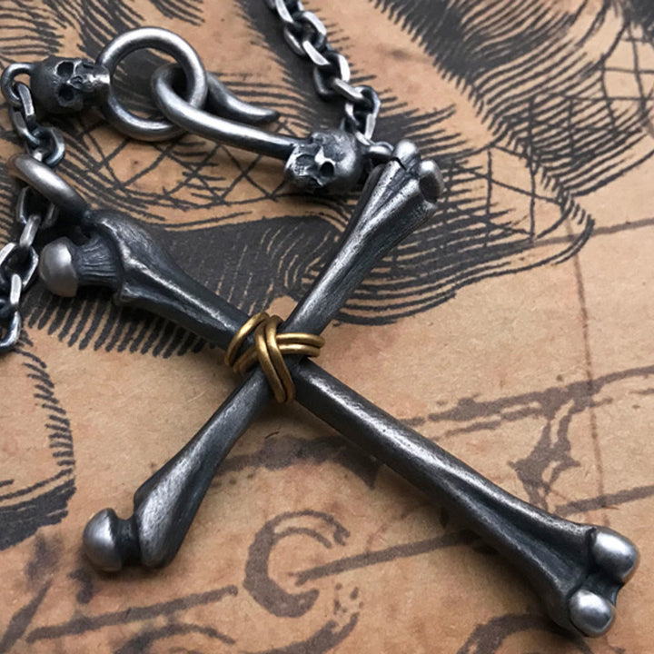 Christianartworkshop 925 Sterling Silver Minimalist Cross - Bone Necklace: Religious Emblem of Modern Spirituality - image 2