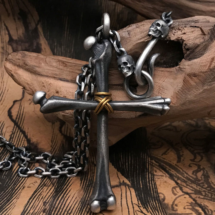 Christianartworkshop 925 Sterling Silver Minimalist Cross - Bone Necklace: Religious Emblem of Modern Spirituality - 925 Sterling Silver - image 1