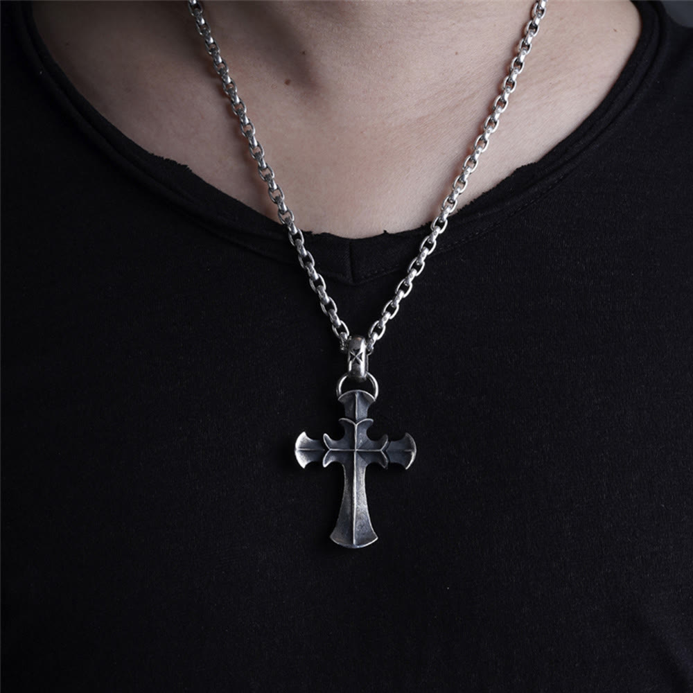 Christianartworkshop 925 Sterling Silver Vintage Cross with Crown Necklace: A Timeless Token of Religious Devotion - image 1