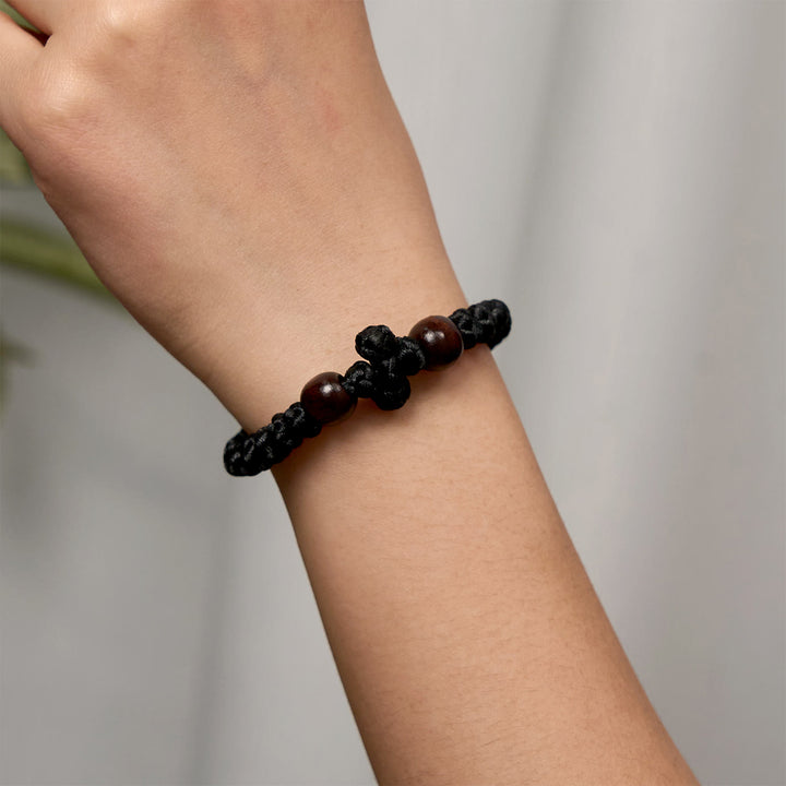 Christianartworkshop Blue & Black Cross - Knot String Bracelet: A Token of Faith