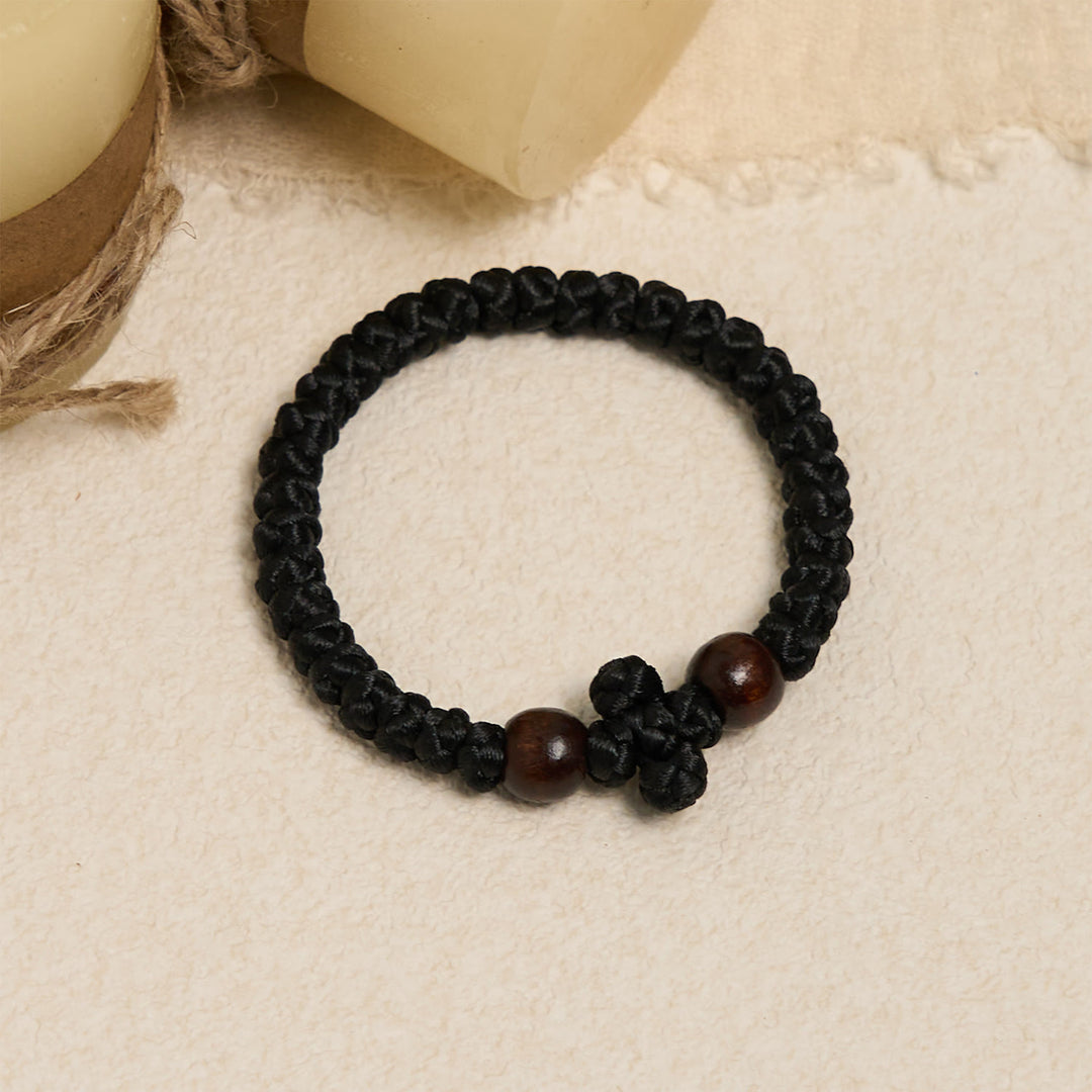 Christianartworkshop Blue & Black Cross - Knot String Bracelet: A Token of Faith