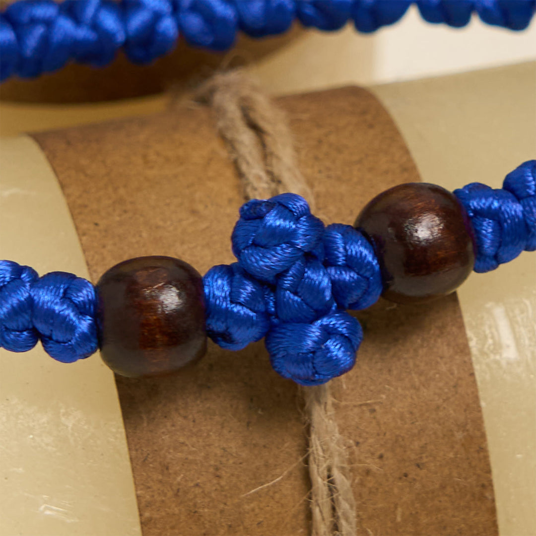 Christianartworkshop Blue & Black Cross - Knot String Bracelet: A Token of Faith